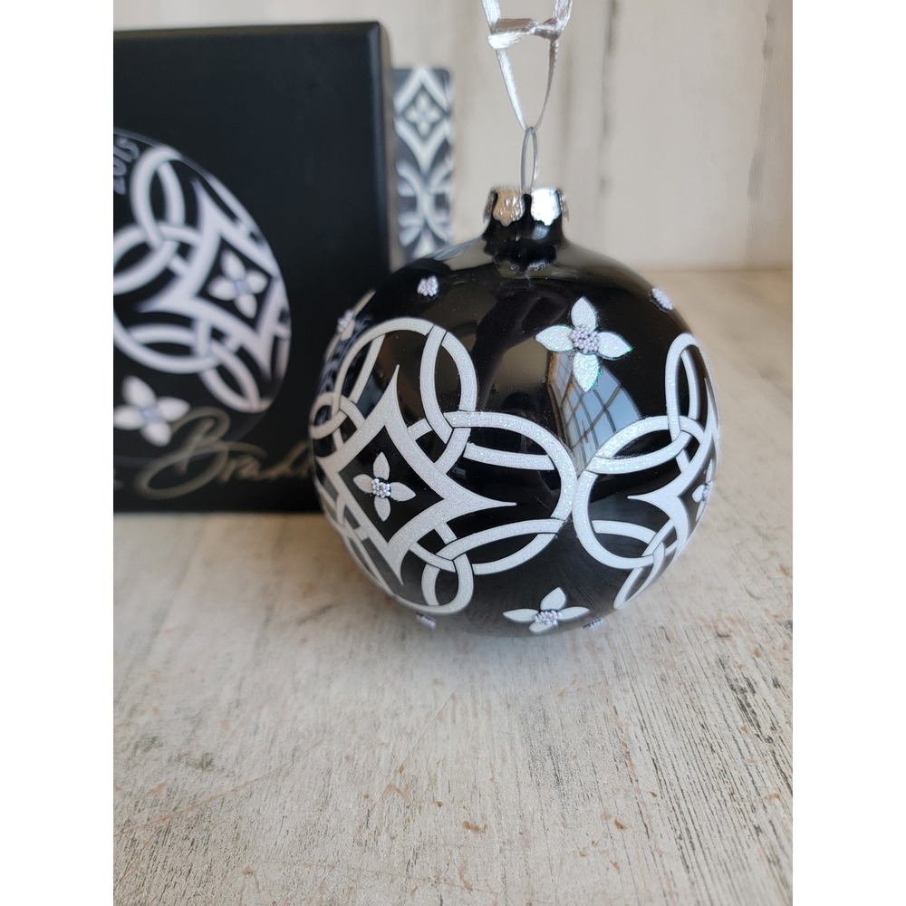 Vara Bradley black concerto white glass ball vintage Xmas ornament home decor